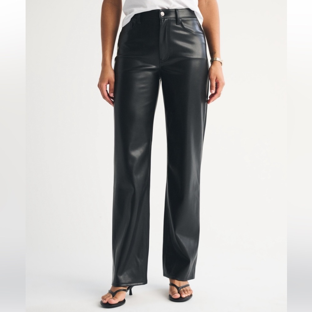 Abercrombie curve love high rise 90s relaxed vegan leather pant